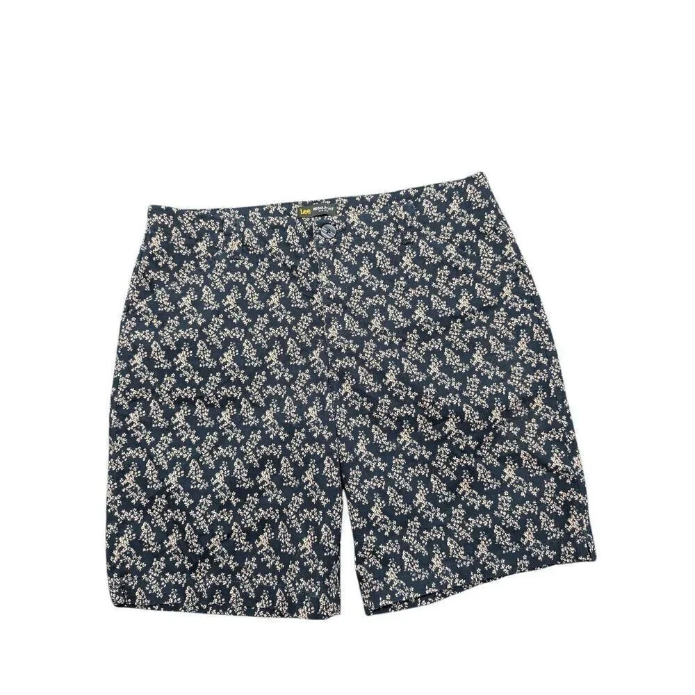 Lee Chino Shorts Med Regular Fit Blue Mid-Rise Ditzy Floral Women's Size 16
